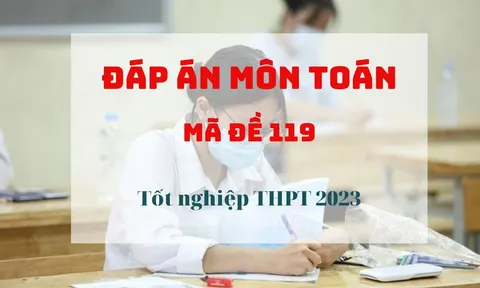 Đáp án môn Toán mã đề 119 kỳ thi tốt nghiệp THPT 2023