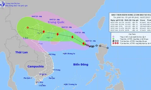 Tin bão số 1 ngày 16/7: Đã mạnh lên cấp 9, tiếp tục tiến về phía đất liền