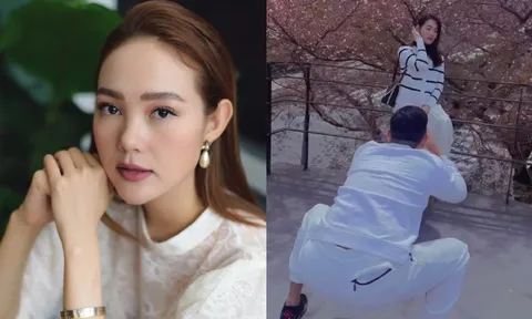 Khoảnh khắc ông xã Minh Hằng bất chấp hình tượng chụp hình cho vợ, 'đệ nhất chiều vợ' là đây chứ đâu!