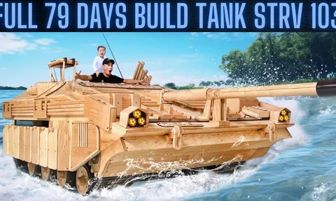 Báo Mỹ khen ngợi ông bố Việt sản xuất chiếc xe tăng Swedish Tank STRV 103 bằng gỗ cho con với khả năng lái bất ngờ