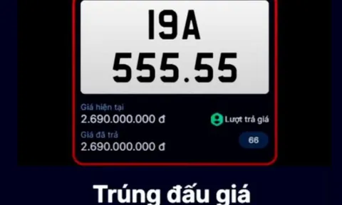 Kết quả đấu giá biển số sáng nay: Biển ngũ quý Phú Thọ chốt giá gần 2,7 tỷ đồng