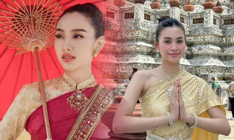 Hoa hậu Tiểu Vy biến hình hóa gái Thái trong trang phục truyền thống, so kè với nhan sắc với Thùy Tiên trước đó thì sao?