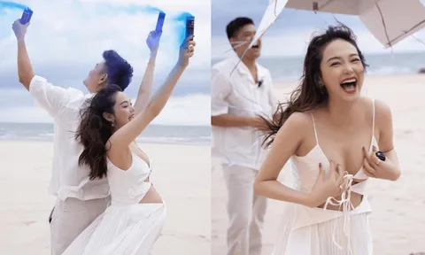 Minh Hằng cười rạng rỡ bên ông xã doanh nhân, có 1 chi tiết chú ý tiết lộ giới tính em bé