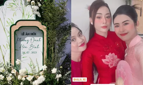 Cô dâu Phương Oanh lộ diện, chiếm trọn spotlight trong đám hỏi