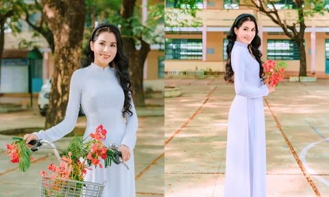 Bà xã Quyền Linh diện áo dài trắng như gái đôi mươi, hai cô con gái hưởng trọn gen của mẹ