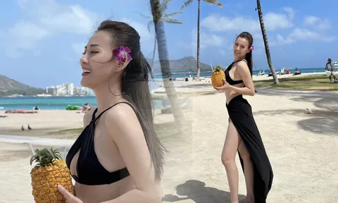 Phương Oanh diện bikini khoe dáng ở bãi biển Hawaii, sắc vóc hậu ăn hỏi gây chú ý