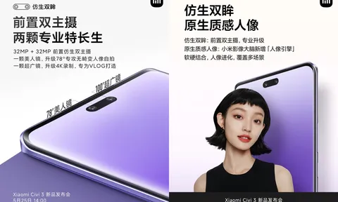 Xiaomi Civi 3 lộ diện với thiết kế giống iPhone 14, trang bị mạnh chẳng kém Galaxy S23 Ultra