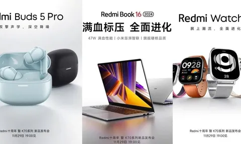 Loạt thiết bị Xiaomi sắp ra mắt: Redmi Book 16 (2024), Redmi Watch 4 và Buds 5 Pro lộ diện