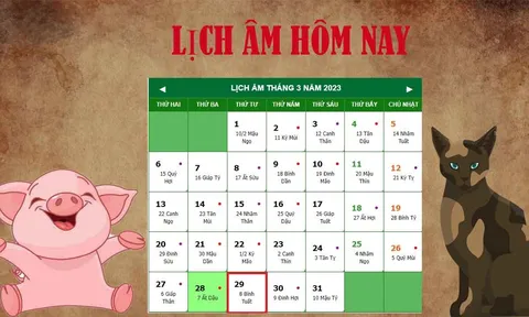 Lịch âm ngày 30/3 - Tra cứu lịch âm thứ tư ngày 30/3/2023