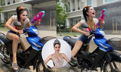 Rũ bỏ hình tượng sang chảnh, một Hoa hậu 'cưỡi' xe máy đi 'quẩy'