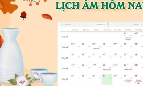 Lịch âm ngày 27/4 - Tra cứu lịch âm thứ năm ngày 27/4/2023