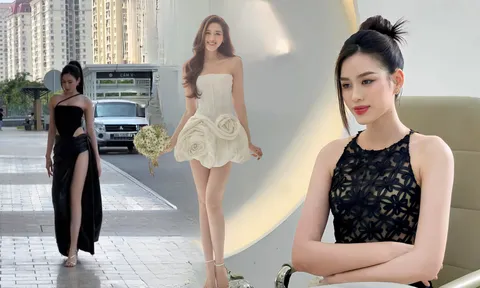 Video: Đỗ Thị Hà diện váy xẻ hiểm hóc, đôi chân thẳng như mía gây trầm trồ