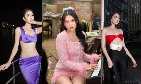 Ngọc Trinh chăm lăng xê mốt áo 'bé như lá mít'