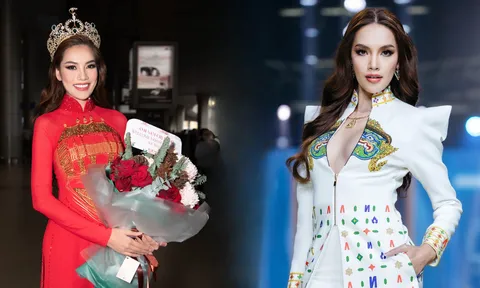 Video: Lê Hoàng Phương diện áo dài về nước, visual sáng bừng chuẩn quốc tế