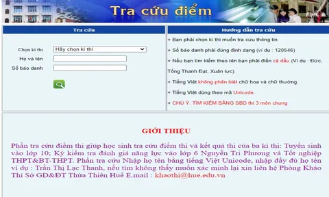 Tra cứu điểm thi lớp 10 tỉnh Thừa Thiên Huế năm 2023 nhanh, chính xác nhất